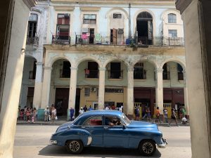 Blue car, Havana, Cuba ©2019, Cyndie Burkhardt