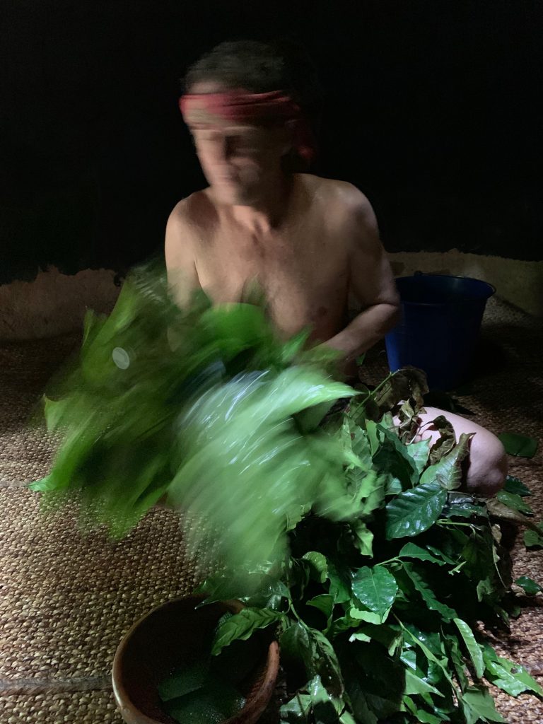 Nacho inside the temazcal, Tepoztlan, Mexico ©2019, Cyndie Burkhardt.