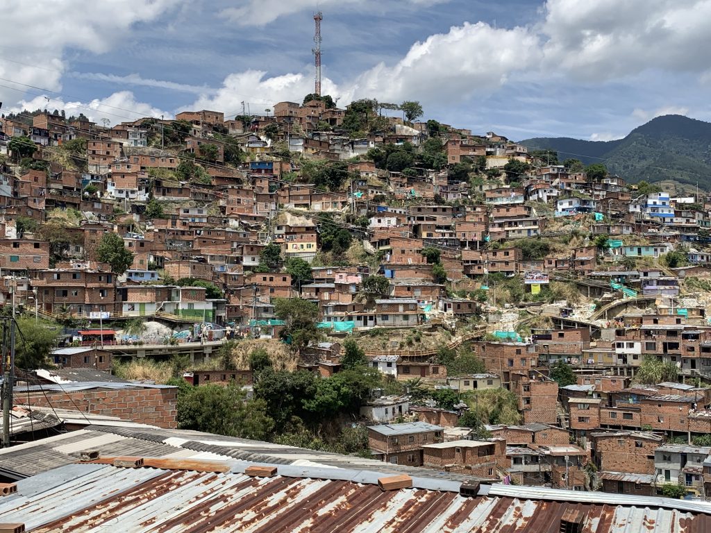 Medellin's rural mountainside is densely populated; poverty, insecurity, and crime can make for a stressful life.