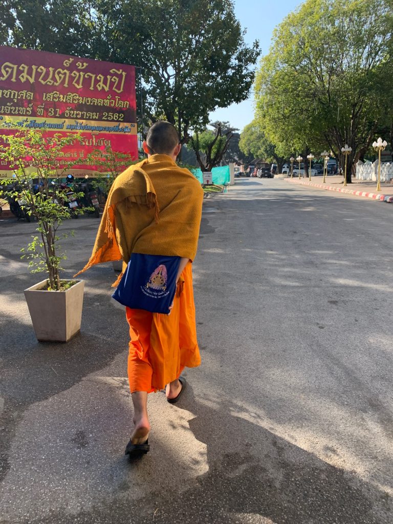 Monk at CMU University, Chiang Mai, ©2019, Cyndie Burkhardt